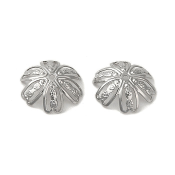 Non-Tarnish 304 Stainless Steel Bead Caps, Flower, Stainless Steel Color, 14.5x3mm, Hole: 1.6mm