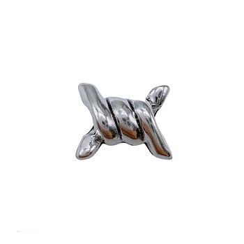 Alloy European Beads, Large Hole Beads, Thistles and Thorns, Antique Silver, 17x13.5x8mm, Hole: 4.5mm