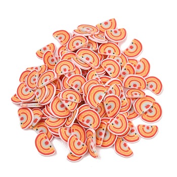 Handmade Polymer Clay Cabochons, Rainbow with Apple, Orange Red, 4~4.7x6~7x0.5~1mm, about 21739pcs/500g