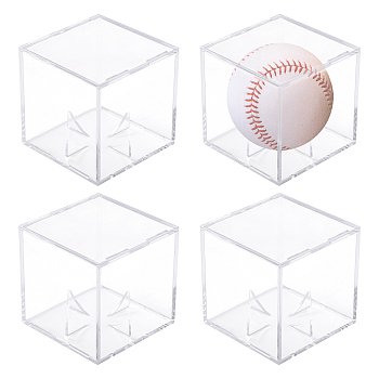 Square Actylic Baseball Display Box, Baseball Storage Case, Clear, 8.1x8.1x8.1cm