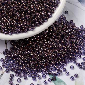 MIYUKI Round Rocailles Beads, Japanese Seed Beads, 8/0, (RR1884) Violet Gold Luster, 3mm, Hole: 1mm, about 19000~20500pcs/pound