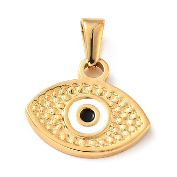 Vacuum Plating 304 Stainless Steel Pendants, with Enamel, Evil Eye, Golden, 17x20x2mm, Hole: 6.5x3mm