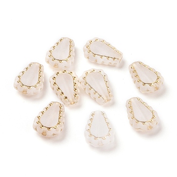Plating Acrylic Beads, Golden Metal Enlaced, Frosted, Teardrop, Moccasin, 17x12x6mm, Hole: 1.8mm, about 755pcs/500g