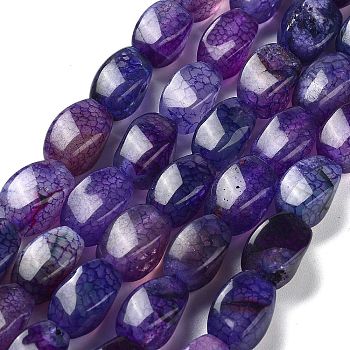 Natural Dragon Veins Agate Beads Strands, Dyed & Heated, Twist, Dark Slate Blue, 12x8x8mm, Hole: 1.2mm, about 33pcs/strand, 16.34''(41.5cm)