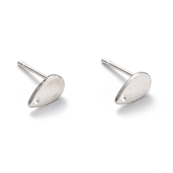304 Stainless Steel Stud Earring Findings, with Flat Plate, Teardrop, Stainless Steel Color, 8x5x0.9mm, Hole: 1.2mm, Pin: 0.8mm