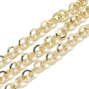 Aluminum Rolo Chains, Belcher Chains, Unwelded, Flat Ring, Gold, 8x1.6mm