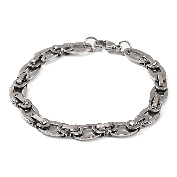 Tarnish Resistant 304 Stainless Steel Byzantine Chain Bracelets, with 201 Stainless Steeel Findings, Stainless Steel Color, 8-5/8 inch(22cm)