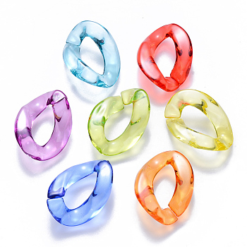 Transparent Acrylic Linking Rings, Quick Link Connectors, for Curb Chains Making, Twist, Mixed Color, 23x17x4.5mm, Inner Diameter: 13.5x7mm