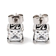 Boucles d'oreilles carrées 316 en acier inoxydable chirurgical pavé de zircone cubique transparente pour femmes et hommes(EJEW-Z050-14AS)-1