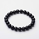 Natural Black Agate(Dyed) Beaded Stretch Bracelets(BJEW-F203-09)-1