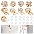 Alloy Cufflinks, with Rhinestone and Plastic Buttons, Mixed Shapes, Golden, 18.5x17.5x8.5mm(BUTT-NB0002-19G)