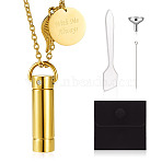 1Pc 304 Stainless Steel Column Urn Ashes Necklace, with Jewelry Bags, Funnels, Cosmetic Spatulas, Eye Pin, Golden, 17.72 inch(45cm)(DIY-TA0010-14B)