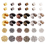 Brass Crimp Tube Beads and Brass Crimp Beads Covers, Mixed Color, 12.5x10.5cm, 570pcs/box(KK-TA0006-01)