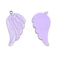 Translucent Resin Pendants, Wing Charms, with Platinum Plated Iron Loops and Glitter Powder, Lilac, 41x30x4mm, Hole: 2mm(RESI-N033-01-B01B)