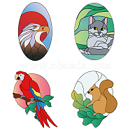 PVC Window Sticker, for Home Decoration, Square, Animal Pattern, 16x16x0.03cm, 2pcs/style, 4 styles, 8pcs/set(DIY-WH0311-018)