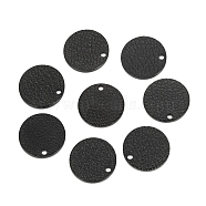 304 Stainless Steel Charms, Textured, Laser Cut, Flat Round, Electrophoresis Black, 15x1.6mm, Hole: 1mm(STAS-I157-08A-B)