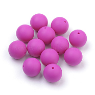 Food Grade Eco-Friendly Silicone Beads, Round, Camellia, 8~10mm, Hole: 1~2mm(SIL-R008A-05)