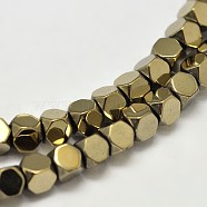 Electroplate Non-magnetic Synthetic Hematite Beads Strands, Faceted Cube, Smooth, Antique Bronze Plated, 3x3x3mm, Hole: 1mm, about 200pcs/strand, 16 inch(G-I175-08)