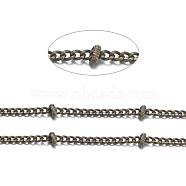 Brass Curb Chains, Satellite Chains, Soldered, with Spool, Cadmium Free & Nickel Free & Lead Free, Antique Bronze, 2x1.5x0.3mm, about 301.83 Feet(92m)/roll(CHC-R014-AB)
