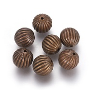 CCB Plastic Beads, Corrugated Beads, Round, Antique Bronze, 19~20mm, Hole: 3mm(CCB-F017-11AB)