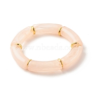 Acrylic Tube Beaded Stretch Bracelets, with Brass Beads, Bisque, Inner Diameter: 2-1/8 inch(5.5cm)(X-BJEW-JB07774-05)