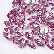 Pointed Back Resin Rhinestone Cabochons, Back Plated, Faceted, teardrop, Rose, 8~8.5x6x3.5mm, about 1000pcs/bag(CRES-S380-6x8mm-B13)