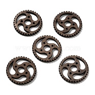 Walnut Wood Hollow Pendants, Gear Charms, Undyed, Coffee, 23.5x2.5mm, Hole: 1.5mm & 5mm(WOOD-G018-10-1)