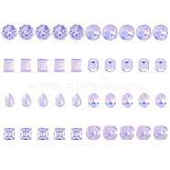 40Pcs 8 Styles K9 Glass Rhinestone Cabochons, Pointed Back & Back Plated, Faceted, Mixed Shapes, Violet, 8~13x5.5~8x4~4.5mm, 5pcs/style(MRMJ-DC0001-02)