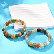 Natural Multi-Color Agate Beaded Stretch Bracelets for Women Men, Rectangle, Inner Diameter: 2-1/4 inch(5.8cm)(BJEW-M049-10B)