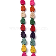 Autumn Theme Synthetic Turquoise Beads Strands, Dyed, Leaf, Mixed Color, 14x9x4mm, Hole: 1mm, about 29pcs/strand, 15.55 inch(39.5cm)(TURQ-G116-9x14mm-14)