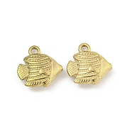 Ion Plating(IP) 304 Stainless Steel Charms, Fish Charm, Real 18K Gold Plated, 13x12.5x4mm, Hole: 1.5mm(STAS-I307-535G)