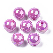 Opaque Acrylic Beads, AB Color Plated, Round, Orchid, 20x19mm, Hole: 2~3mm(X-MACR-S370-D20mm-30)