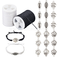 Elite DIY Jewelry Making Kit, Including Alloy Links, Cadmium Free & Lead Free, Waxed Cotton Cord, Antique Silver, Alloy Links: 60pcs/box(DIY-PH0006-83)
