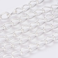 Iron Twisted Chains, Unwelded, with Spool, Oval, Silver Color Plated, 11x8x1.4mm(X-CH-1.4DK-S)