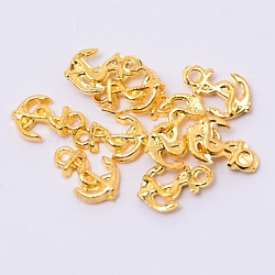 Alloy Cabochons for DIY, Metal Filler, Cadmium Free & Lead Free, Anchor, Golden, 9.5x6x2mm, Hole: 1mm(PALLOY-WH0068-17G-RS)