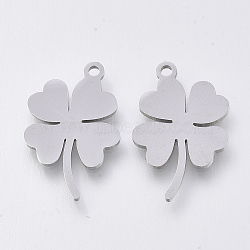 201 Stainless Steel Pendants, Laser Cut Pendants, Clover, Stainless Steel Color, 19.5x12.5x1mm, Hole: 1.2mm(X-STAS-S110-051P)