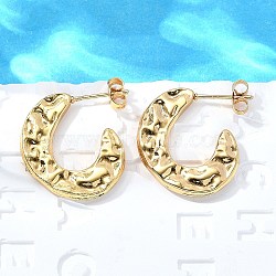 304 Stainless Steel Stud Earrings for Women, Ion Plating(IP), Letter C, Real 18K Gold Plated, 23x21x4.5mm(EJEW-L296-080G)