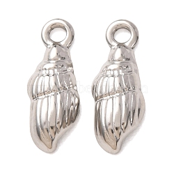 304 Stainless Steel Pendants, Conch Shell Shape Charms, Stainless Steel Color, 19x7x3mm, Hole: 2mm(SA-CBABD1E-10F-P)