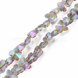 Electroplate Transparent Glass Beads Strands, AB Color Plated, Half Plated, Faceted, Butterfly, Violet, 8x10x6mm, Hole: 1mm, about 100pcs/strand, 28.74 inch(73cm)(EGLA-N002-20A-D05)