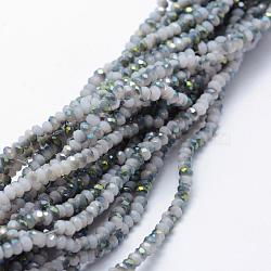 Electroplate Glass Beads Strands, Imitation Jade, Half Plated, Faceted, Rondelle, Gainsboro, 2.5x1.5mm, Hole: 0.5mm, about 197~201pcs/strand, 12.9 inch(33cm)(EGLA-J144-HP-C06)