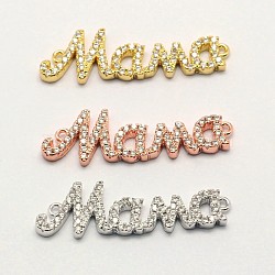 Word Mama Brass Micro Pave Cubic Zirconia Links, For Mother's Day Jewelry Making, Cadmium Free & Nickel Free & Lead Free, Mixed Color, 9x30x2mm, Hole: 1mm(ZIRC-F016-04)