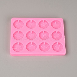 Constellations Pattern Food Grade Silicone Molds, Fondant Molds, for DIY Cake Decoration, Chocolate, Candy, UV Resin & Epoxy Resin Jewelry Making, Hot Pink, 113x86x9mm, Hole: 3mm, Inner Diameter: 23mm(BG-TAC0001-09)