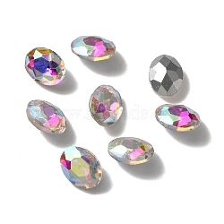 Pointed Back Glass Rhinestone Cabochons, Back Plated, Faceted, Oval, Crystal AB, 8x6x3.5mm(DIY-WH0043-57A-01)