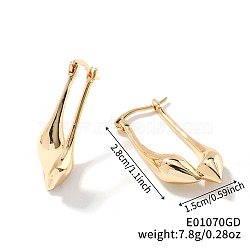 Elegant and Versatile Brass Teardrop Hoop Earrings for Western Fashionistas, Golden, 28x15mm(RY9199-1)