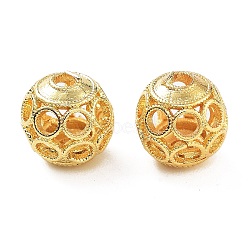 Rack Plating Brass Beads, Cadmium Free & Lead Free, Hollow Round, Real 18K Gold Plated, 8mm, Hole: 1.8mm(KK-S377-07G)