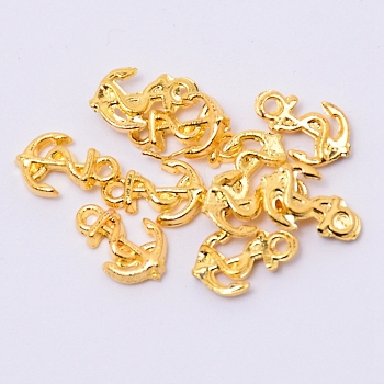 Alloy Cabochons for DIY, Metal Filler, Cadmium Free & Lead Free, Anchor, Golden, 9.5x6x2mm, Hole: 1mm