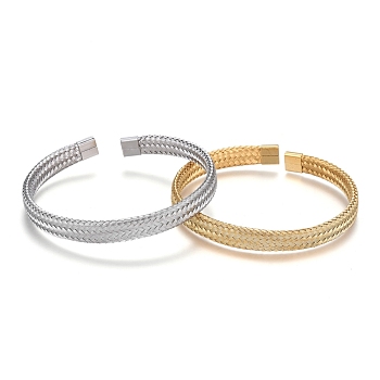 Unisex 304 Stainless Steel Bangles, Cuff Bangles, Mixed Color, 7.4mm, Inner Diameter: 2-1/8 inch(5.5cm)