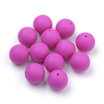 Food Grade Eco-Friendly Silicone Beads, Round, Camellia, 8~10mm, Hole: 1~2mm