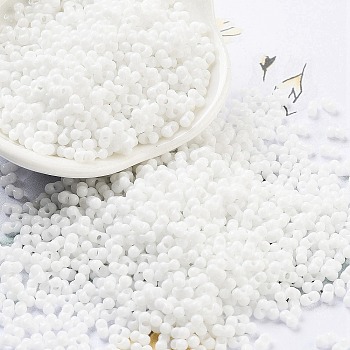 Baking Paint Glass Seed Beads, Peanut, White, 2~2.5x4x2mm, Hole: 0.8mm, about 15000pcs/pound