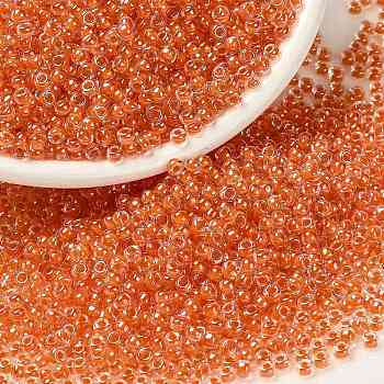MIYUKI Round Rocailles Beads, Japanese Seed Beads, 8/0, (RR236) Orange Lined Crystal, 3mm, Hole: 1.1mm, about 19000~20500pcs/pound